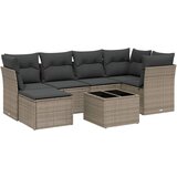 Maison Chic Seti vrtnega pohištva - Vrtna garnitura - Vrtni pohištvo set 7-delna z blazinami siv poli ratan, (21803241) | Shoptok.si