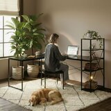 ModernHome Ugaoni radni sto sa policama – Black LOFT Cene