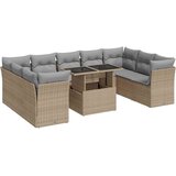 Maison Chic Seti vrtnega pohištva - Vrtna garnitura - Vrtni pohištvo set 10-delna z blazinami bež poli ratan, (21812212) | Shoptok.si