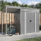 Vrtna lopa s podaljšano streho svetlo siva 277x107x181 cm jeklo - - Siva - 41.56 - N/A - 2025-vidaXL-TOPSELLER