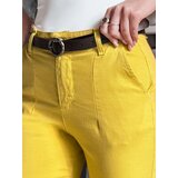 DStreet Spodnie damskie slim fit z paskiem TAIRONIK musztardowe | Shoptok.si