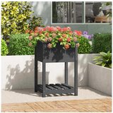  Visoka greda s polico siva 54x54x81 cm trdna borovina | Shoptok.si