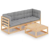 Maison Chic Seti vrtnega pohištva - Vrtna garnitura - Vrtni pohištvo set 4-delna z blazinami trdna borovina, (21819755) | Shoptok.si