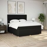 vidaXL Box spring postelja z vzmetnico črn 200x200 cm blago | Shoptok.si