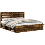 vidaXL Konstrukcija postelje z vzglavjem Dimljeni oreh 180 x 200 cm, (5000103608) | Shoptok.si