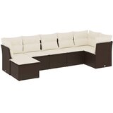  7-dijelni set vrtnih sofa od poliratana s jastucima smeđi | shoptok.hr