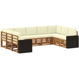 VidaXL Kotna sedežna garnitura 9 pcs Naravna in smetana Poliester, (5000283609) Slike
