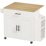  Kuhinjski otok kuhinjska kolica na kotačima sa sklopivom radnom pločom ladica polica 120 x 68 x 85 cm bijela | shoptok.hr