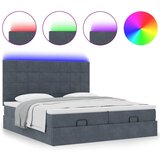 vidaXL Otomanski posteljni okvir z vzmetnicami siv 160x200 cm žamet, (21611789) | Shoptok.si