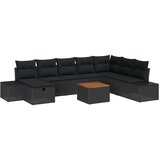vidaXL 9-delni vrtni kavč set z blazinami črni poli ratan | Shoptok.si
