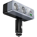 Auto punjač 1xUSB A + 1xUSB C + 2x priključak za upaljač PD QC3.0 max 240W/24V crni