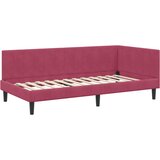  Kutni okvir kreveta Vinska crvena 90 cm x 200 cm Baršun | shoptok.hr