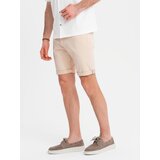 Ombre Men's denim classic shorts with rolled up leg - cream | shoptok.hr