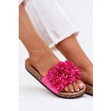 Boto Ladies Slippers On Cork Sole With Flowers Fuchsia Ferenza | shoptok.hr