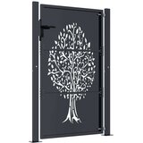 vidaXL Vrtna vrata antracit 105 x 155 cm čelična s uzorkom stabla | shoptok.hr