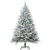 vidaXL Umjetna predsvetljena božićna jelka s kompletom kroglica Zelena | Shoptok.si