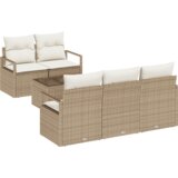 vidaXL 6-delni set vrtnih sof z blazinami bež poli ratan | Shoptok.si