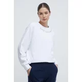 Ea7 Emporio Armani Bombažen pulover ženska, bela barva