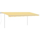 vidaXL Avtomatska tenda LED + senzor 5x3 m rumena in bela | Shoptok.si
