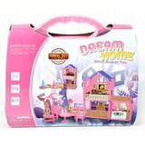 Magic Toys Dream Home Pink sestavljiva hišica za lutke z dodatki v kovčku | Shoptok.si