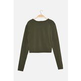 Trendyol Khaki Cross Detailed Knitted Blouse Cene