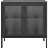  Komoda crna 70 x 35 x 70 cm od stakla i čelika | shoptok.hr