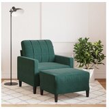 vidaXL Fotelja s tabureom tamnozelena 60 cm baršunasta | shoptok.hr