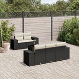  6-dijelni set vrtnih sofa s jastucima crni od poliratana | shoptok.hr