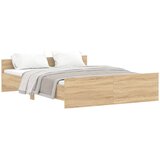 Maison Chic Posteljni okvir - Dvoposteljna postelja - Zakonska postelja z vzglavjem in vznožjem sonoma hrast 160x200 cm-J5935, (21768251) | Shoptok.si