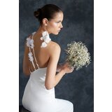 Trendyol Bridal White A-Line Rose Detailed Woven Satin Wedding / Engagement Long Evening Evening Dress | Eponuda.ba