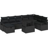 vidaXL Set od 9 dijelova vrtnih kauča s jastučićima crni poli ratan, 2-seater vrtni kauč s jastučićima crni poli ratan | shoptok.hr