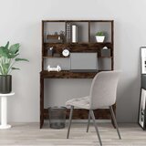 vidaXL Pisalna miza s policami dimljen hrast 102x45x148 cm inž. les | Shoptok.si
