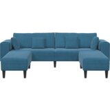  Žametni kavč z blazino 3 pcs Modra 208 cm Žamet | Shoptok.si