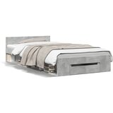 vidaXL Posteljni okvir s predalom betonsko siv 90x200 cm inž. les | Shoptok.si