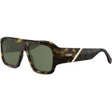 Diagonal Havana Square Sunglasses ONE SIZE (54) Havana/Zelena