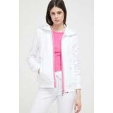 Love Moschino Pamučna dukserica za žene, boja: bijela, s kapuljačom, glatka | shoptok.hr