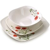 Mondex Jedilni servis Prima porcelan Lea Poppy 16,5 cm/18 cm/24 cm bela z rdečimi maki 18 kosov, (5000226028) Cene