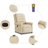  Električni masažni naslonjač od tkanine krem | shoptok.hr