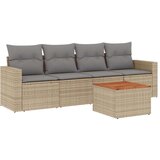  5-dijelni vrtni set sofa s jastucima bež od poliratana | shoptok.hr