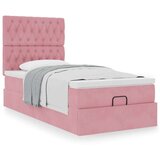vidaXL Otomanski posteljni okvir z vzmetnicami roza 90x200cm žamet | Shoptok.si