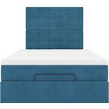 vidaXL Otomanski posteljni okvir z vzmetnicami moder 120x190cm žamet | Shoptok.si