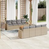 Maison Chic Seti vrtnega pohištva - Vrtna garnitura - Vrtni pohištvo set 9-delna z blazinami bež poli ratan, (21805063) | Shoptok.si