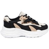 Shelvt Black and beige women's sneakers with a thick sole Cijene