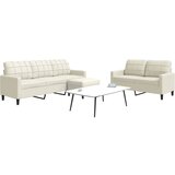 vidaXL 3-dijelni set sofa s jastucima krem baršunasti Cijene