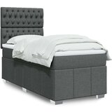 vidaXL Box spring postelja z vzmetnico temno siva 100x200 cm blago | Shoptok.si
