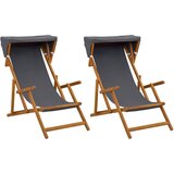  Ležaljka 2 pcs 3 Pozicija Čvrsto drvo eukaliptusa Siva - Siva 2x stolica | shoptok.hr