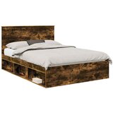 vidaXL Konstrukcija postelje z vzglavjem Dimljeni oreh 135 x 190 cm, (5000103126) | Shoptok.si