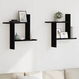  Zidne police 2 kom. Crni hrast 50x12x50 cm Konstruirano drvo | Shoptok.si