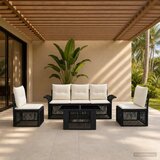  Sjedeća garnitura za vrt 6 kom. Crna i krem-bijela poliratan 100 x 55 x 73 cm | Shoptok.si