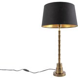 QAZQA Art deco namizna svetilka bron z bombažnim odtenkom črna 35 cm - Pisos | Shoptok.si
